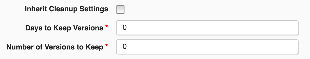 Environment Component Cleanup Settings